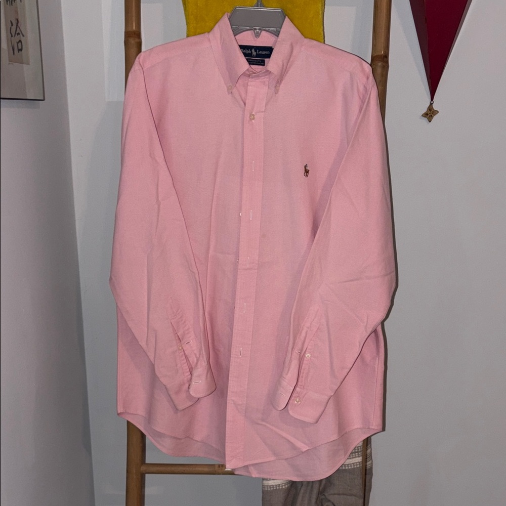 Ralph Lauren Pink Long-Sleeve Button-Down Dress Shirt
